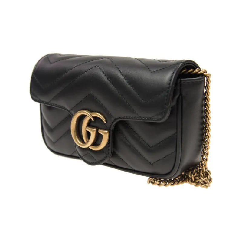 GUCCI GG Marmont Leather Super Mini Bag Black