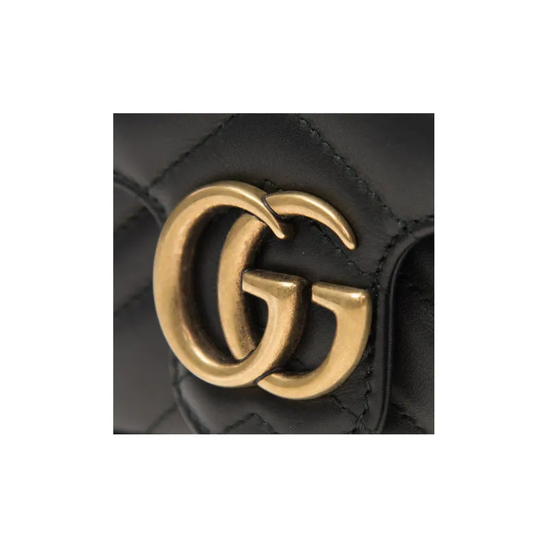 GUCCI GG Marmont Leather Super Mini Bag Black