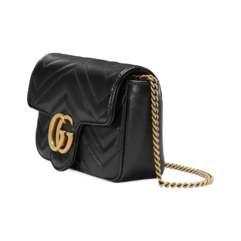 GUCCI GG Marmont Leather Super Mini Bag Black