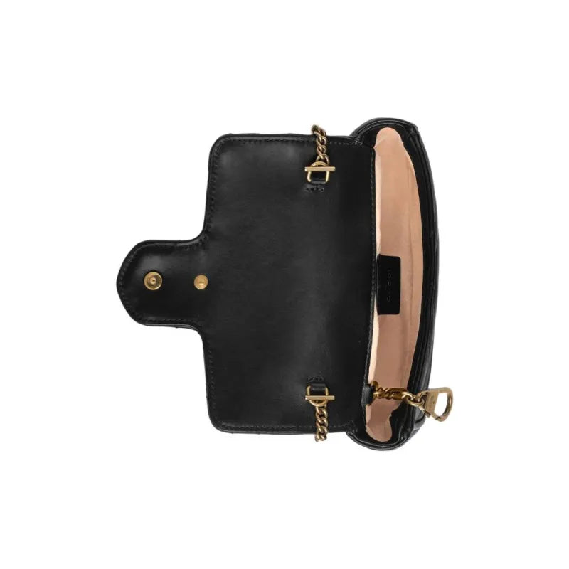 GUCCI GG Marmont Leather Super Mini Bag Black