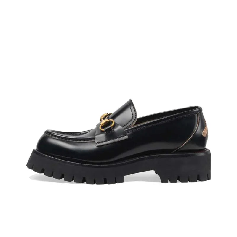 Gucci Lug Horsebit 30mm Platform Loafer Black Leather