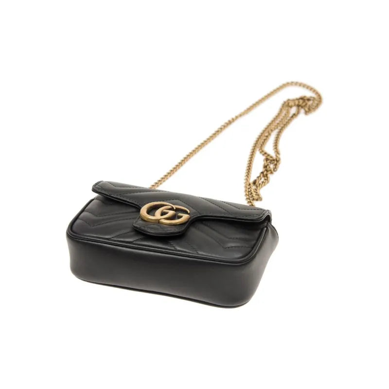 GUCCI GG Marmont Leather Super Mini Bag Black