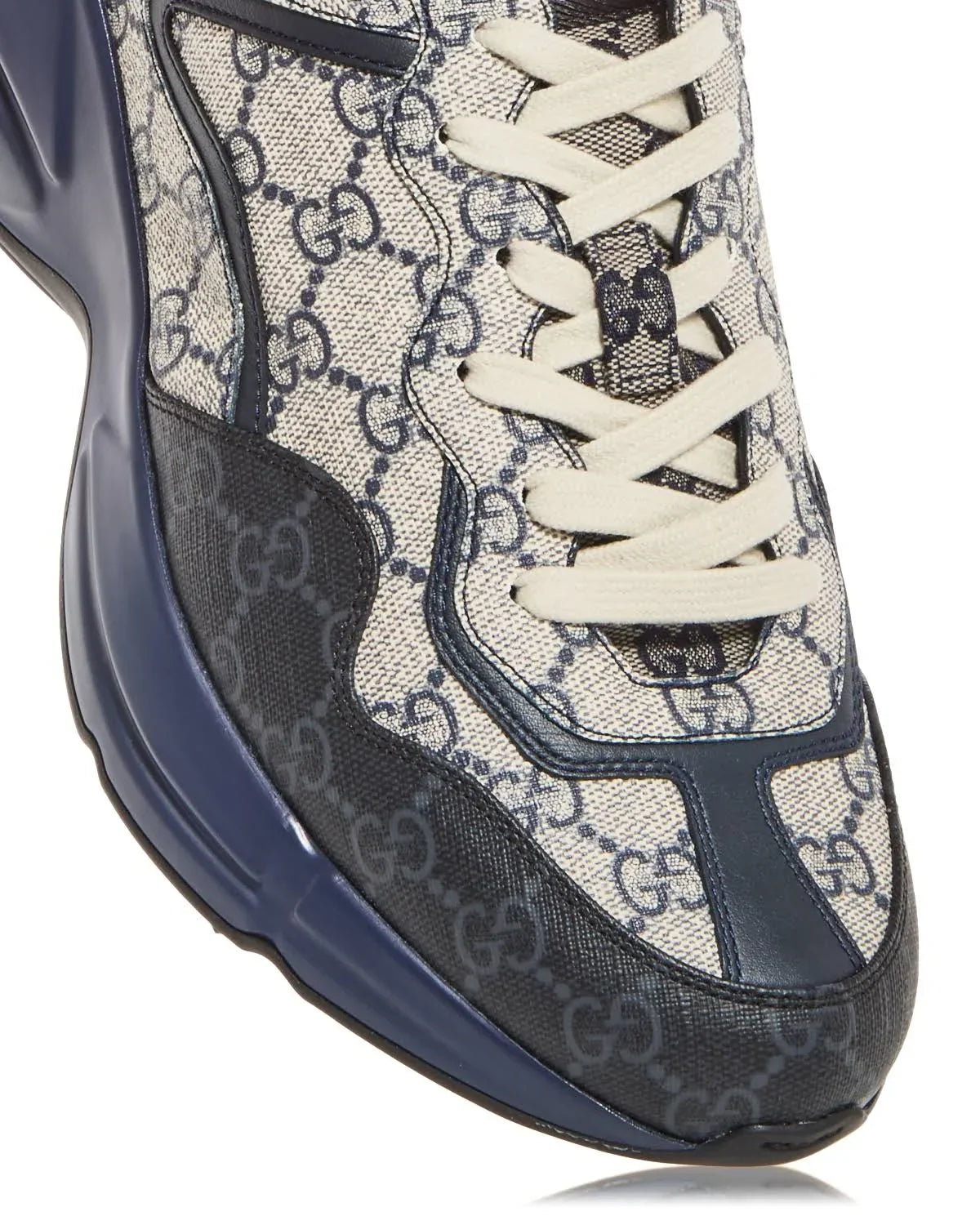 GG Gucci Rhyton Monogram Logo Sneakers - Black Blue -