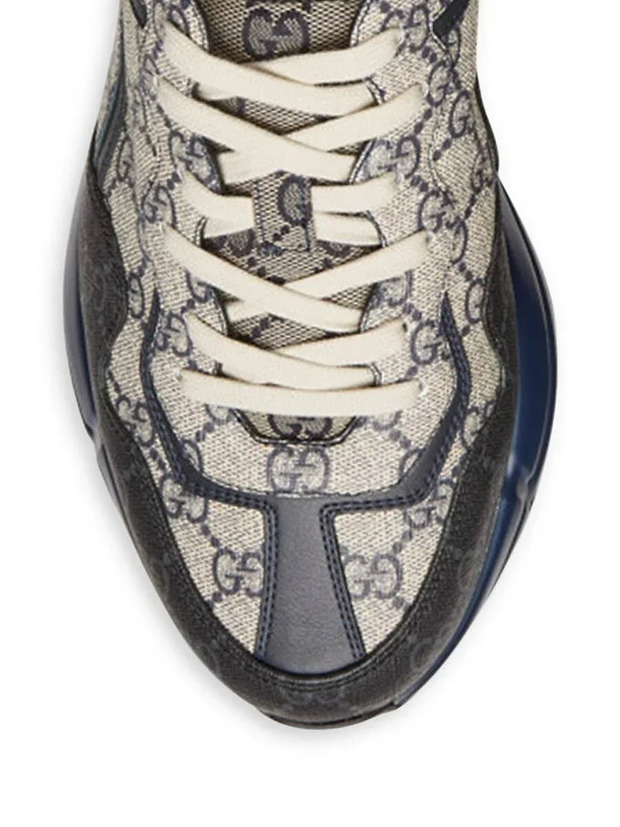 GG Gucci Rhyton Monogram Logo Sneakers - Black Blue -